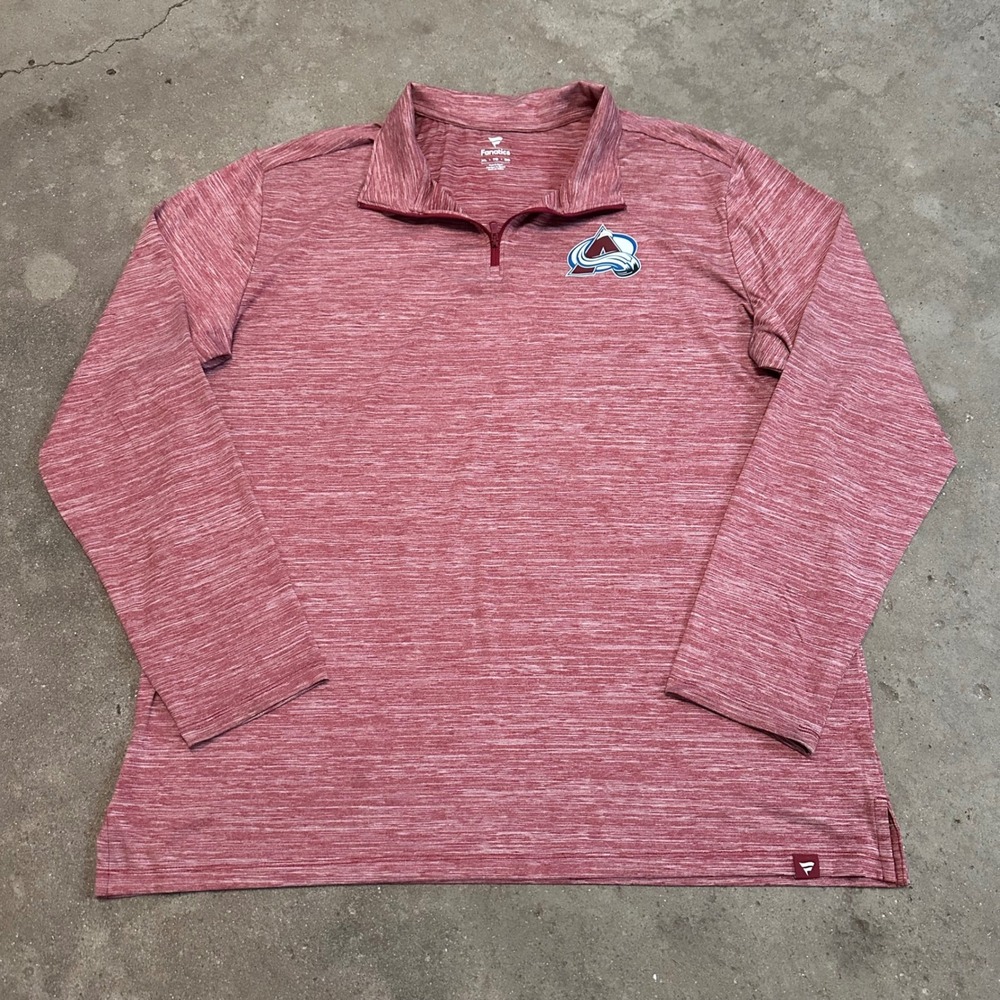Fanatics Colorado Avalanche Pullover Mens XL Red NHL Quarter Zip Space Dye